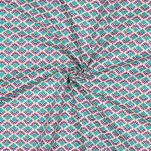 Tissu popeline coton motifs violet et vert
