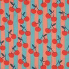Tissu popeline coton rayures cerises