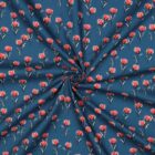 Tissu popeline coton fleurs bleu