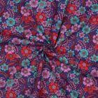 Tissu popeline coton fleurs violet