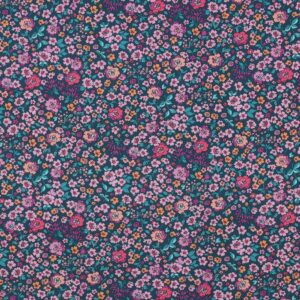 Tissu popeline coton fleurs violet
