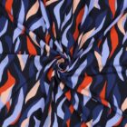 Tissu Viscose motifs bleu orange