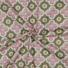 Tissu toile de coton canvas fleurs kaki