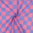 Tissu Coton enduit damier rose et violet