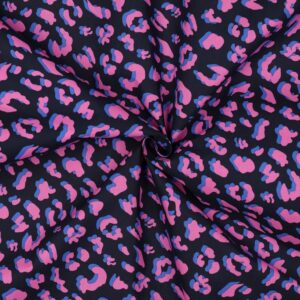Tissu Coton enduit léopard bleu et violet