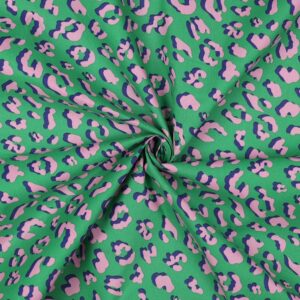 Tissu Coton enduit léopard Vert