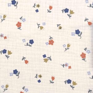 Tissu double gaze matelassé fleurs