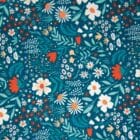 Tissu Jersey fleurs vert