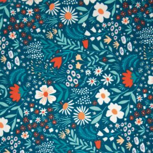 Tissu Jersey fleurs vert
