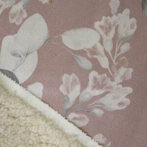Tissu suedine imprimé fleurs rose et sherpa