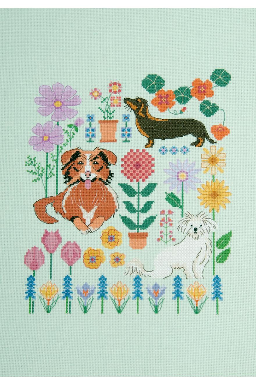 bk2003_880x1322 Kit point de croix Chiens dans le jardin