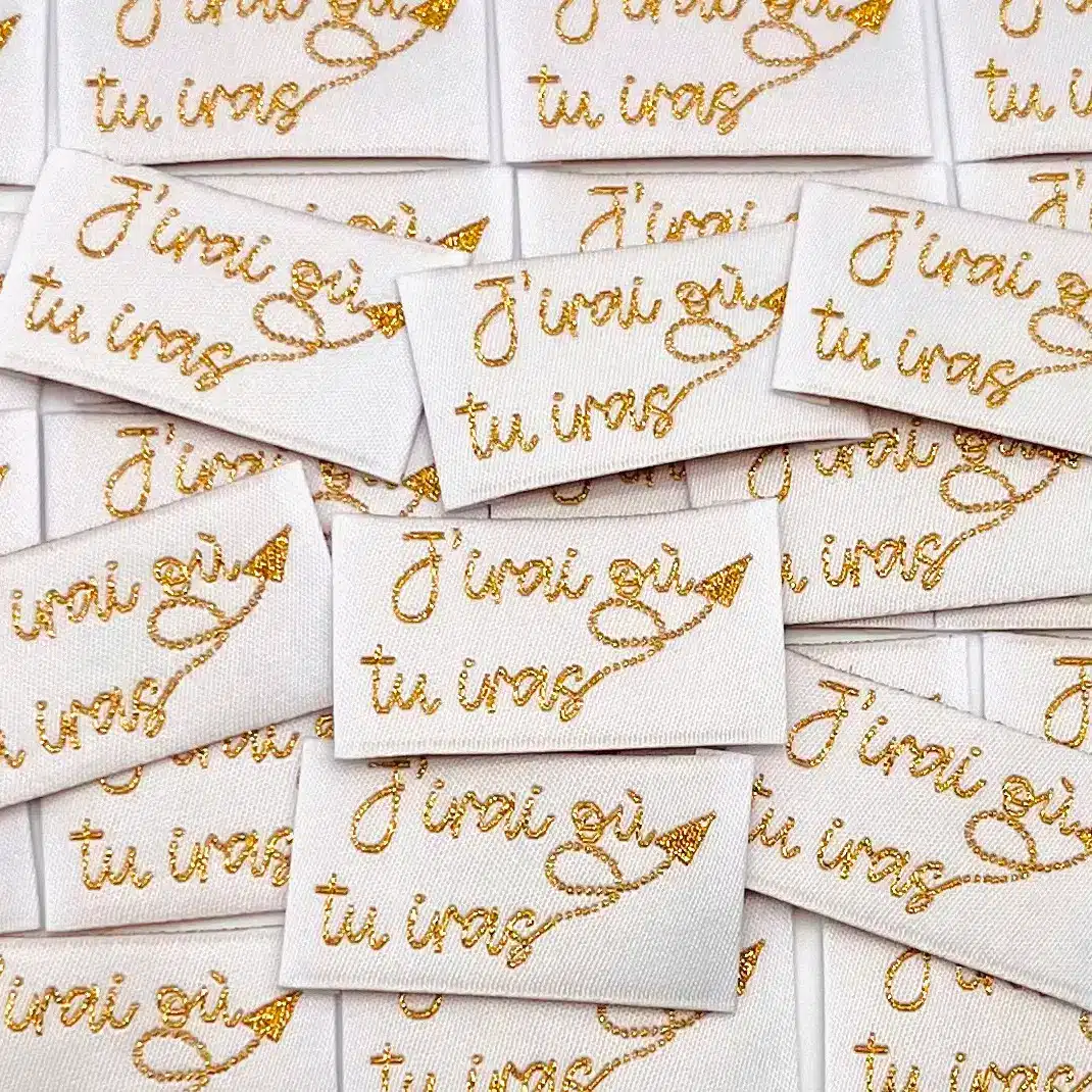 J IRAI OU TU IRAS DORE Etiquette à coudre j'irai où tu iras doré