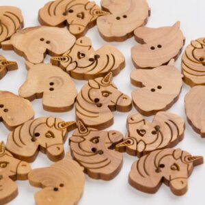 Bouton Licorne Bois