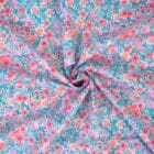 Tissu popeline de coton fleurs roses