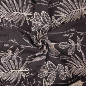 Tissu voile de coton brodé noir