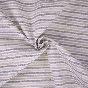 Tissu Canvas rayures beige et gris