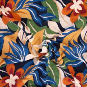 Tissu Viscose feuilles tropicales