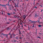 Tissu coton rose et bleu motifs boho