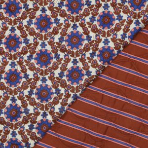 Tissu matelassé fleurs et rayures
