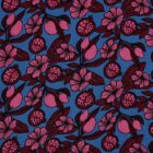 Tissu Viscose fleurs fuchsia et bleu