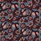 Tissu Viscose fleurs rose et bleu gris