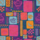 Tissu coton pétrole motifs 80'