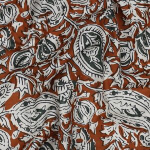 Tissu imprimé Block Print fleurs caramel