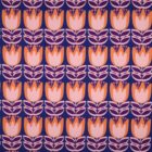 Tissu Viscose fleurs vintage orange