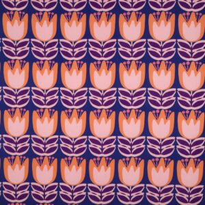 Tissu Viscose fleurs vintage orange