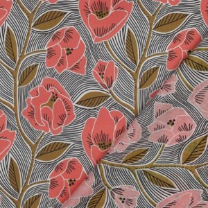 Tissu voile de coton fleurs