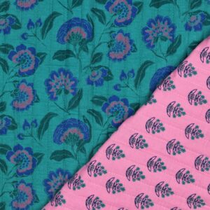 Tissu double gaze matelassé fleurs