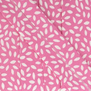 Biais imprimé Feuilles Rose 27mm