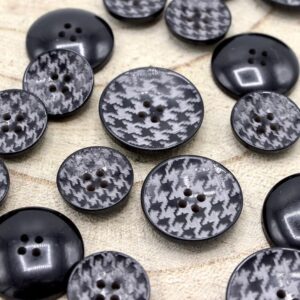 Bouton Pied de poule gris et noir