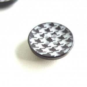 Bouton Pied de poule Blanc et noir 25 mm
