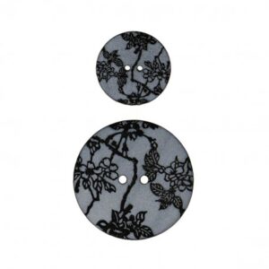 Bouton fleurs Gris 45 mm