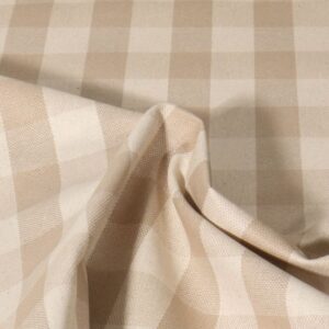 Tissu Coton enduit vichy Beige et écru