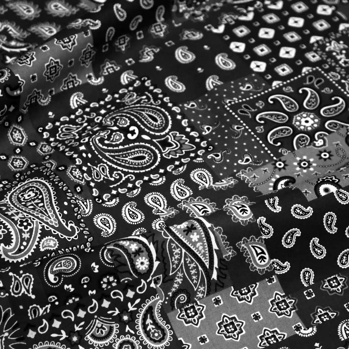FARWEST NOIR Tissu coton Bandana Noir