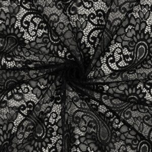 Tissu dentelle festonnée Noir