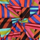 Tissu toile de coton canvas Rayures multicolores