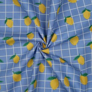 Tissu Coton enduit carreaux et citrons