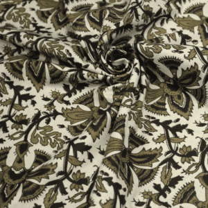 Tissu Coton indienne écru et ocre