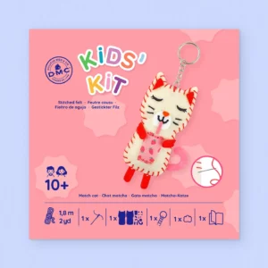 Kit Enfant feutrine porte clés Chat Matcha