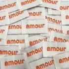 Etiquette à coudre amour Orange Fluo