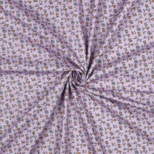 Tissu popeline de coton Petites fleurs mauve