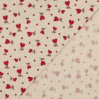 Tissu sweat coeurs fleurs écru