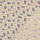 Tissu sweat coeurs fleurs lilas