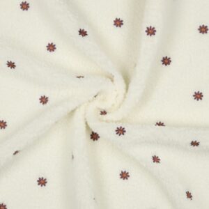 Tissu sherpa écru Brodé Petites fleurs