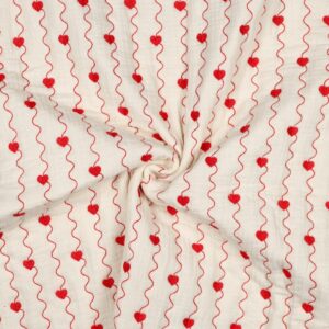Tissu Double gaze matelassé petits coeurs