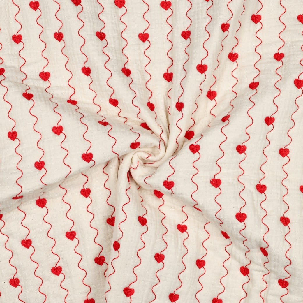 04537.001_image2 Tissu Double gaze matelassé petits coeurs