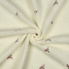Tissu sherpa écru Brodé fleurs